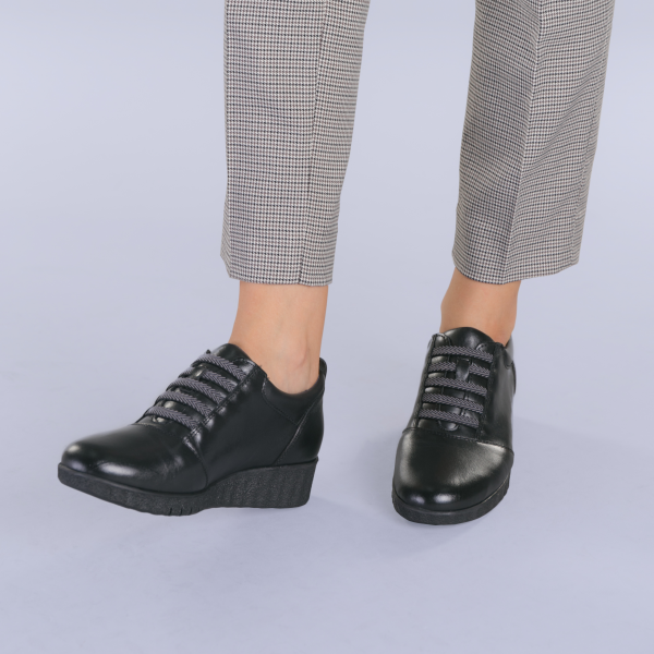 Δερμάτινα παπούτσια  Zenda μαύρα, 3 - Kalapod.gr